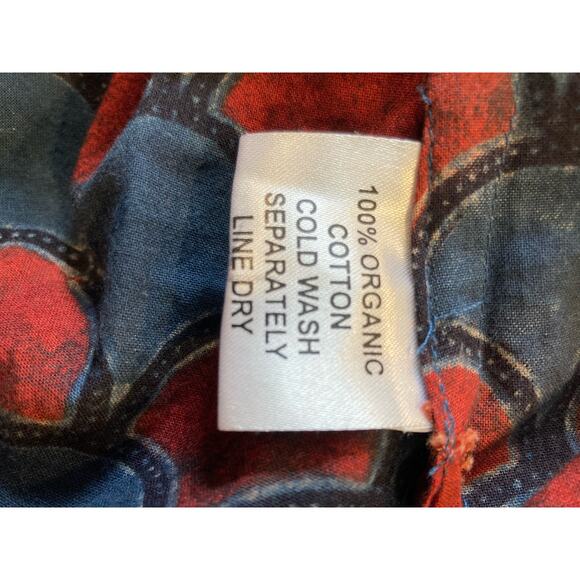 India-made 100% Organic Cotton Tunic Red & Blue pattern - Picture 5 of 14